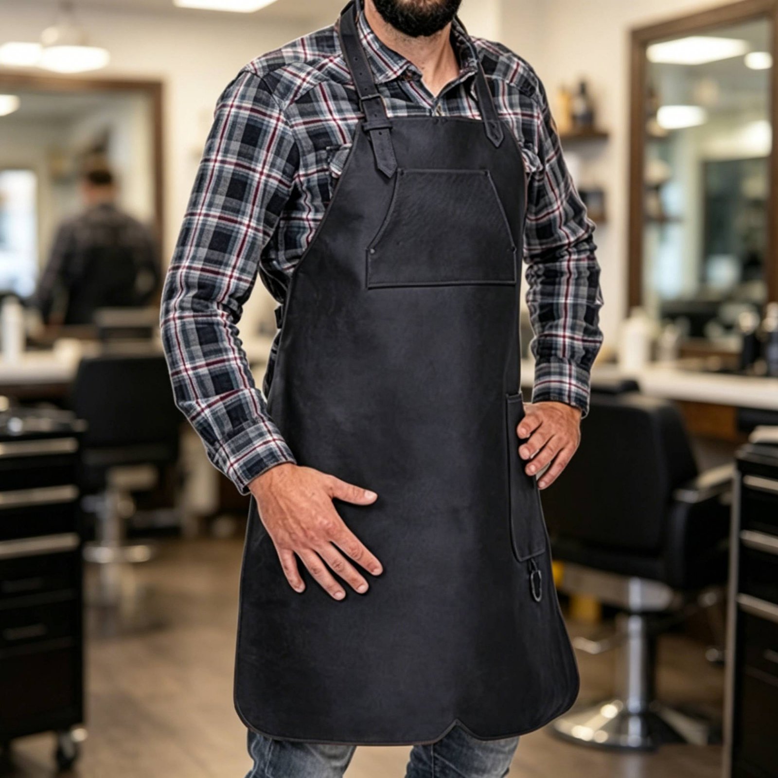Leatherwork Apron - Tablier de coiffeur imperméable avec poches,