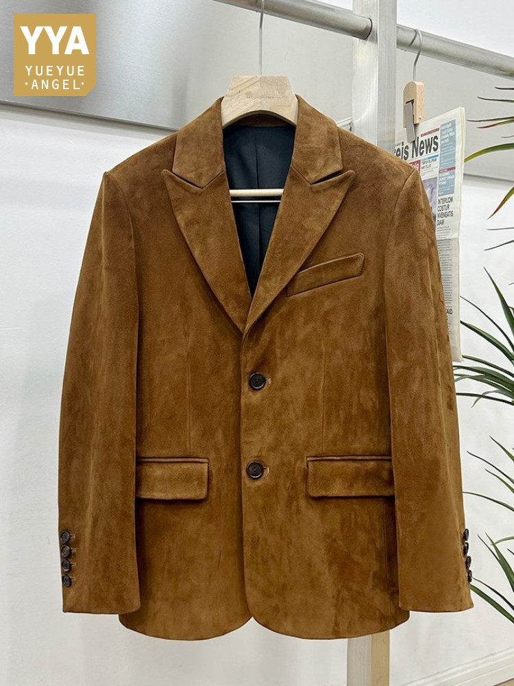 Leather Work Jacket Mens - Veste de Costume Élégante en Daim