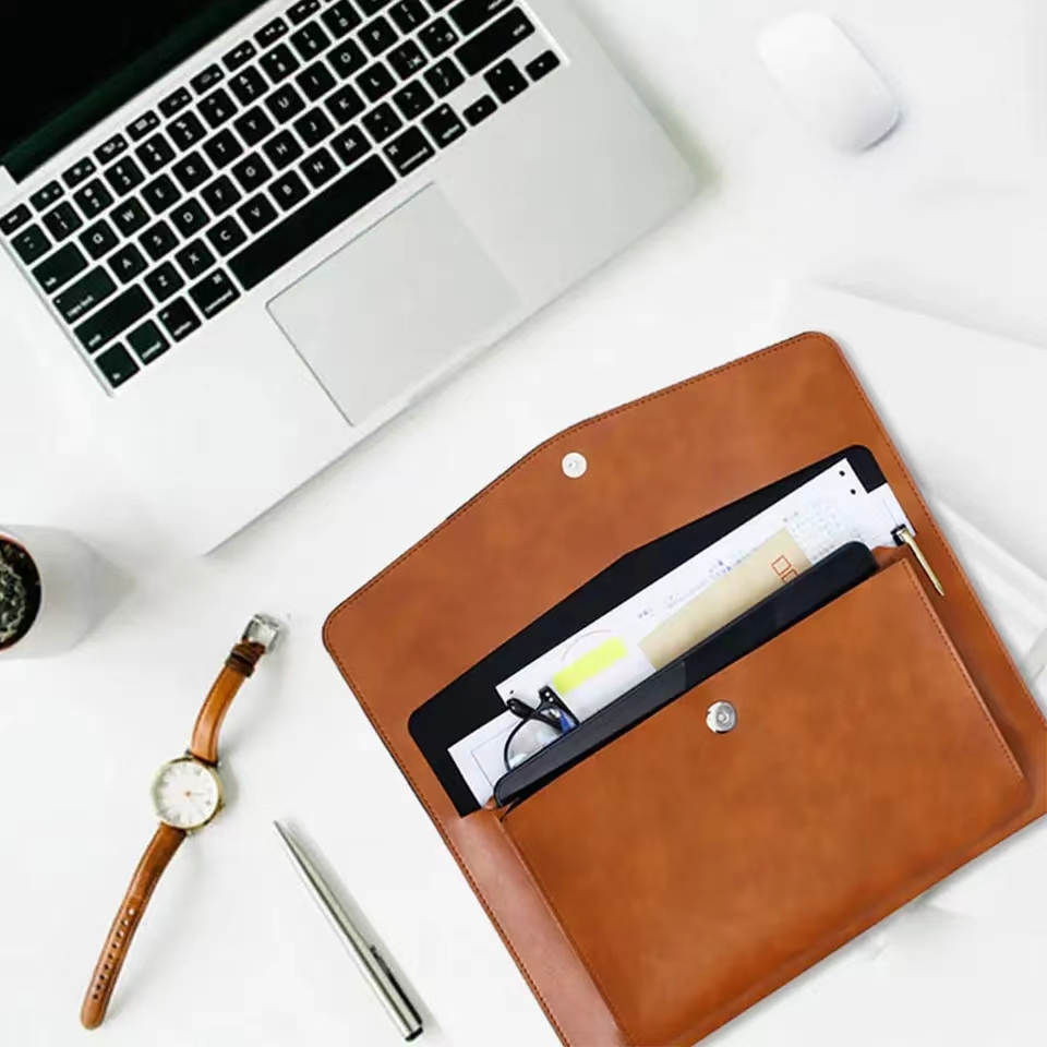 Leather Work Folder - Classeur en cuir de grande capacité,