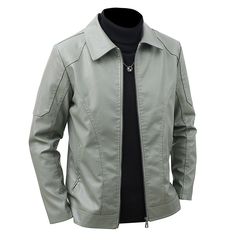 Leather Work Jacket Mens - Blouson en cuir à revers pour