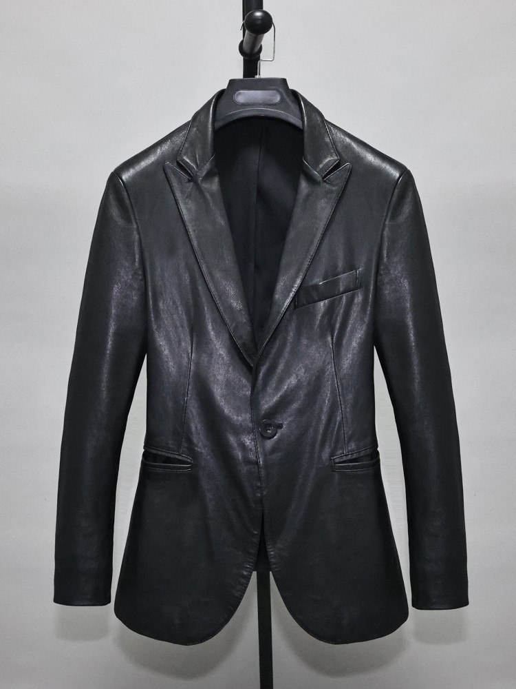Blazer en cuir véritable pour  - Leather Work Jacket Mens avis et prix