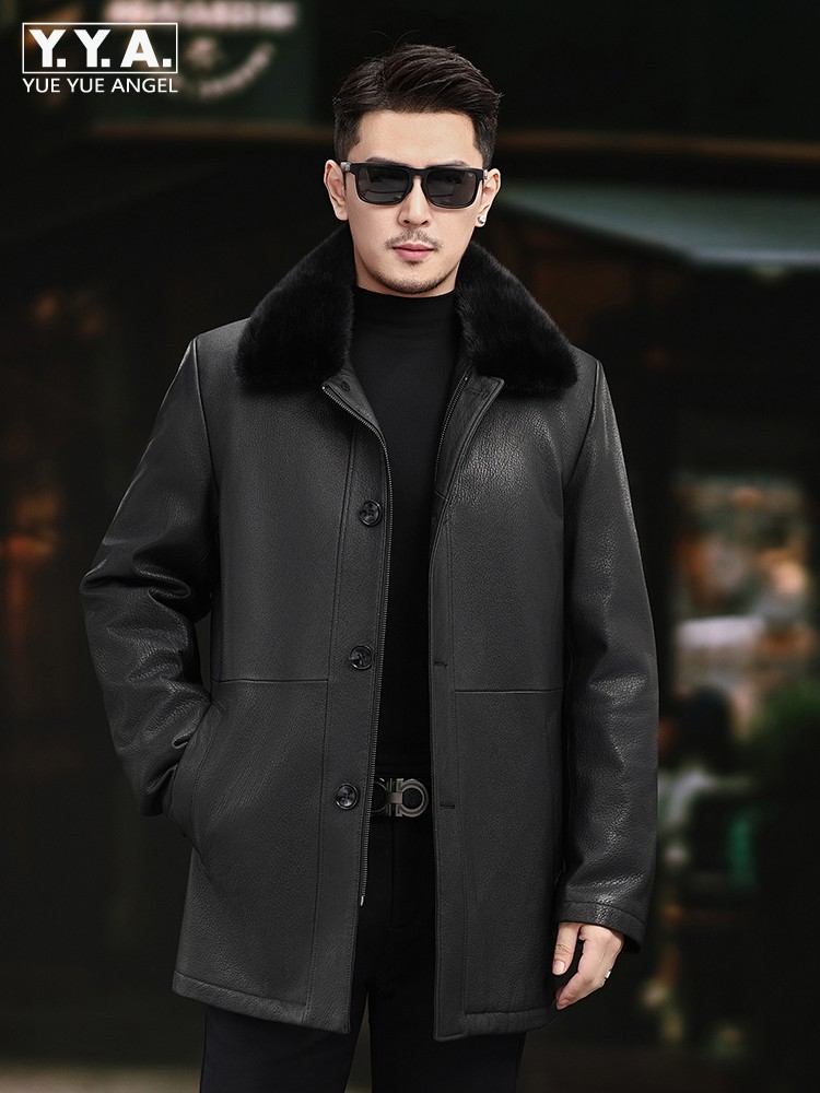 Hommes de luxe hiver véritable - Leather Work Jacket Mens avis et prix