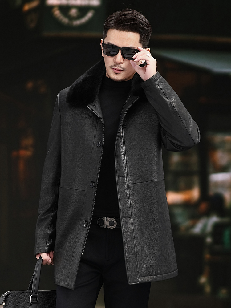 Hommes de luxe hiver véritable - Leather Work Jacket Mens avis et prix