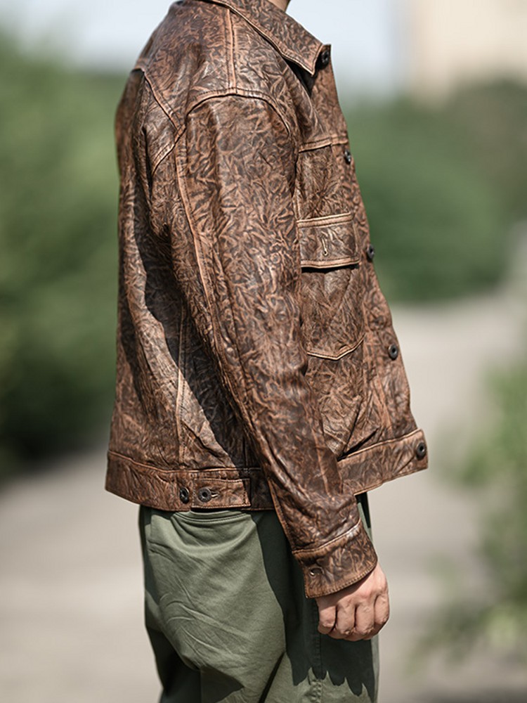 Veste vintage en peau de mouto - Leather Work Jacket Mens avis et prix