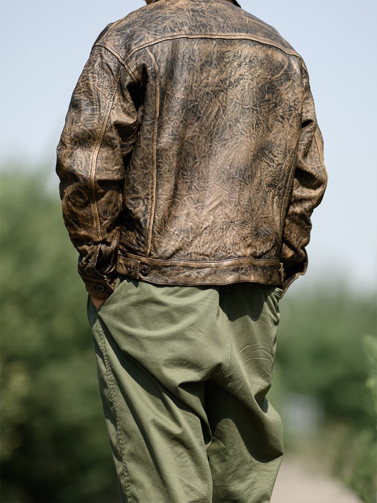 Veste vintage en peau de mouto - Leather Work Jacket Mens avis et prix