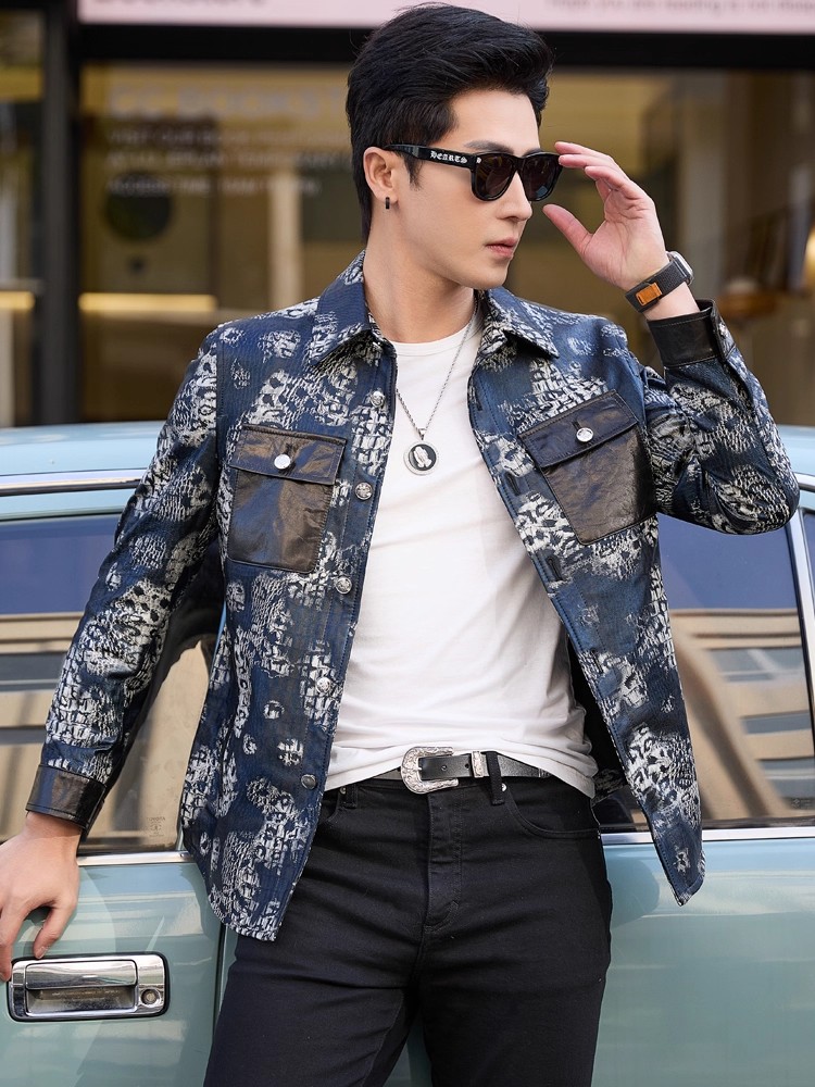 Veste de luxe en cuir véritabl - Leather Work Jacket Mens avis et prix