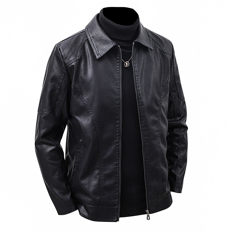 Blouson en cuir à revers pour  - Leather Work Jacket Mens avis et prix