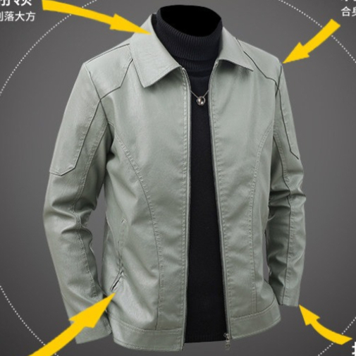 Blouson en cuir à revers pour  - Leather Work Jacket Mens avis et prix