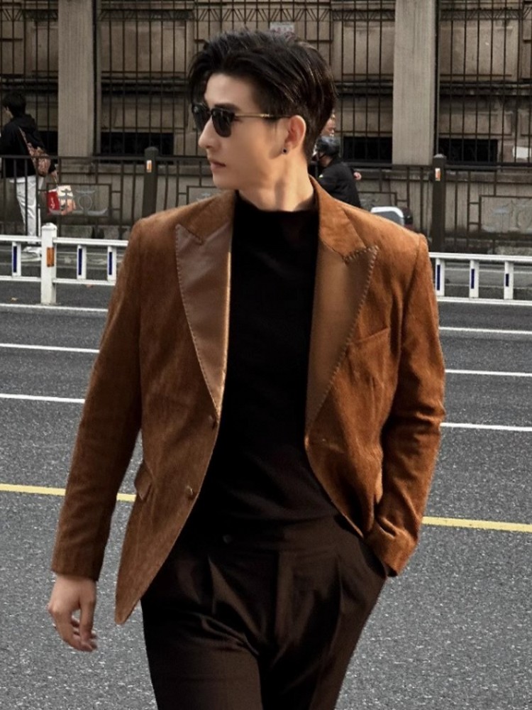 Blazer en cuir PU coupe couver - Leather Work Jacket Mens avis et prix