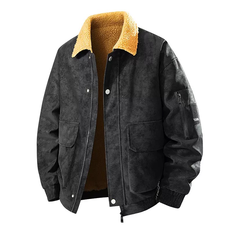 Veste en PU rétro épaisse et c - Leather Work Jacket Mens avis et prix