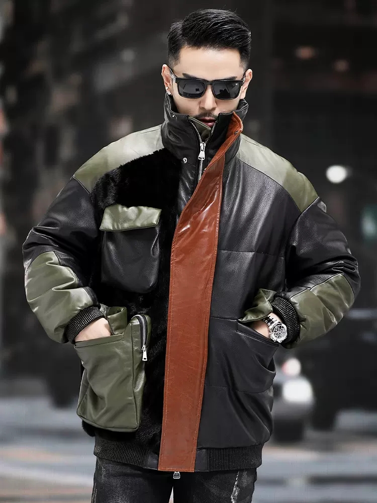 Grande poches travail doudoune - Leather Work Jacket Mens avis et prix
